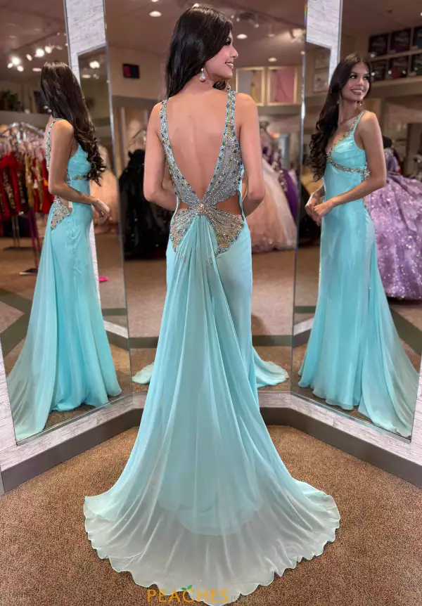 V Neck Fitted Long Dress 4332