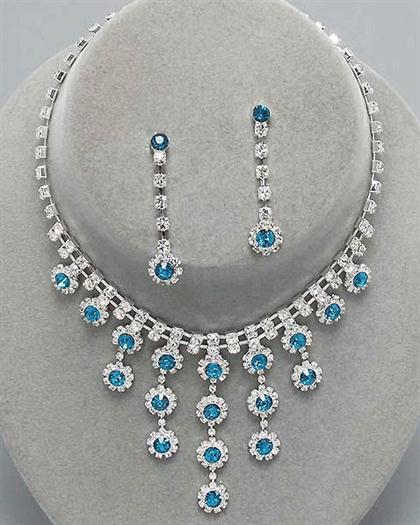 TurquoiseWaterfallRhinestoneNecklace - Turquoise