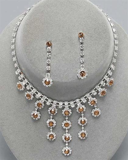 TopazWaterfallRhinestoneNecklace - Topaz