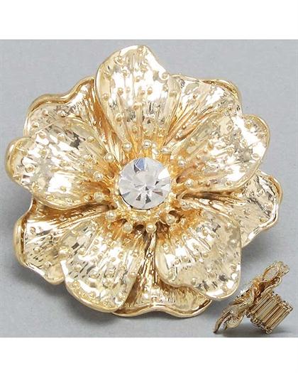 GoldFlowerCocktailRing - Gold