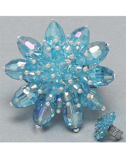 BlueStarburstCocktailRing - Blue