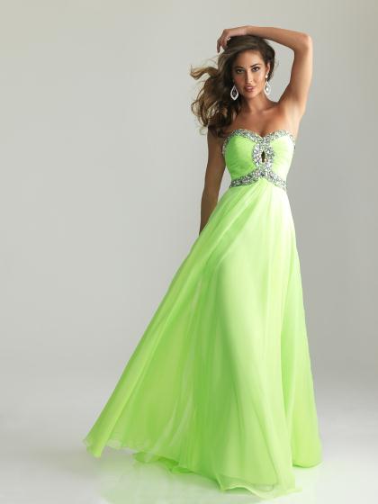 Night Moves Flowy Long Lime Dress 6642
