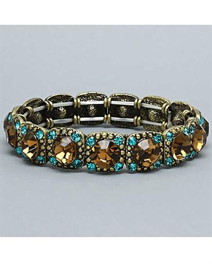 TurqBrownStretchableBracelet - Turquoise and Brown