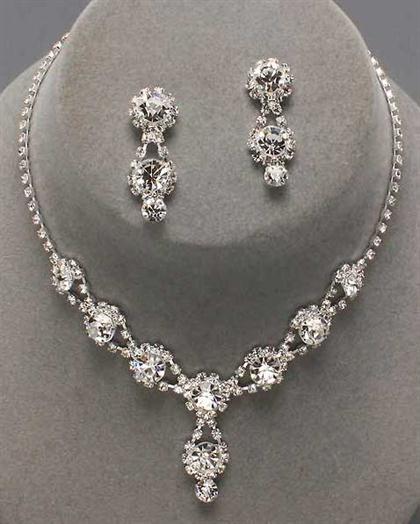 SilverRhinestoneNecklace - Silver