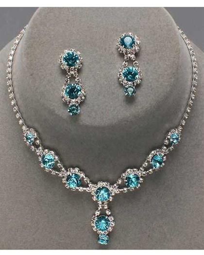 TurqRhinestoneNecklace - Turquoise