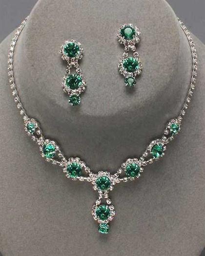 EmeraldRhinestoneNecklace - Emerald