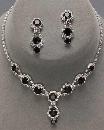 BlackRhinestoneNecklace - Black