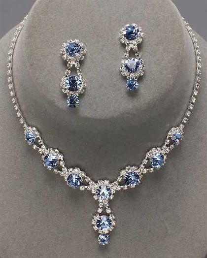 BlueRhinestoneNecklace - Blue