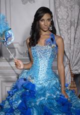 Tiffany Quinceanera 26685.  Available in Fuchsia/Pink, Turquoise/Royal, White/White