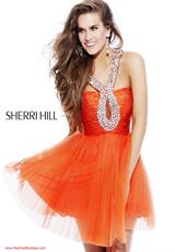 2012 Sherri Hill Prom Dresses 2784.  Available in Black, Fuchsia, Orange, White/Multi