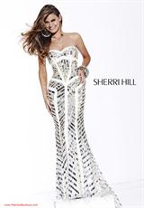 2012 Sherri Hill Prom Dresses 2813.  Available in Coffee, Ivory/Gold/Silver, Lilac