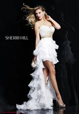 Sherri Hill 3835.  Available in Aqua, Fuchsia, Light Orange, Lime, White/Gold