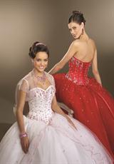 2012 Vizcaya Quinceanera Dresses 87085.  Available in Pearl/Gold, Scarlet, White/Pink
