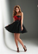 2012 Flirt Prom PF2004.  Available in Really Red/Black, Vivid Purple/Black