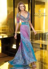 Alyce 2221.  Available in Turquoise/Fuchsia