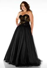 Fabulouss Plus Size 76483F.  Available in Black/Gold