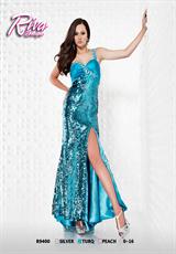 2012 Riva Prom Dresses R9400.  Available in Peach, Silver, Turq