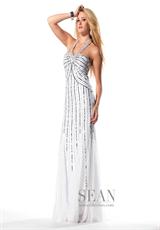 2012 Sean Prom Dresses 50439.  Available in Navy/Silver, White/Silver