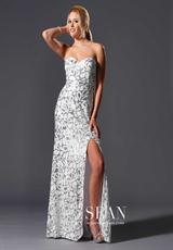 2012 Sean Prom Dresses 90049.  Available in Gold, White/Silver