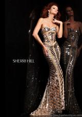 Sherri Hill 2813.  Available in Aqua/Silver, Coffee, Ivory/Gold/Silver, Lilac, Nude/Silver