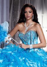 Tiffany Quinceanera 26656.  Available in Ivory/Ivory, Kiwi/Black, Turquoise/Black, Violet/Black, White/White
