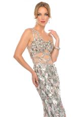 Precious Formals P8912.  Available in Black/White, Rose/Silver/Antique
