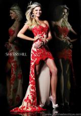Sherri Hill 21016.  Available in Aqua/Nude, Black/Nude, Coral/Nude, Hot Pink/Nude, Ivory/Nude, Orange/Nude, Red/Nude