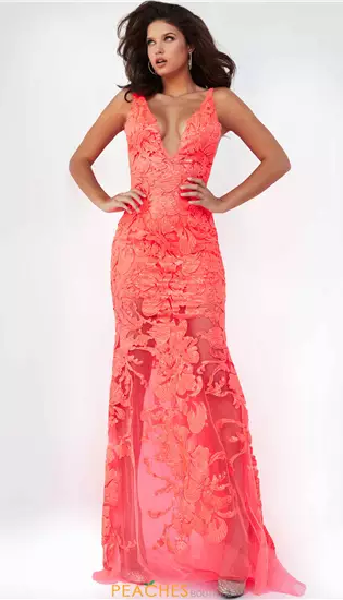 Applique Long Fitted Dress 60283