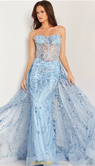 Fitted Overskirt Long Dress 26113