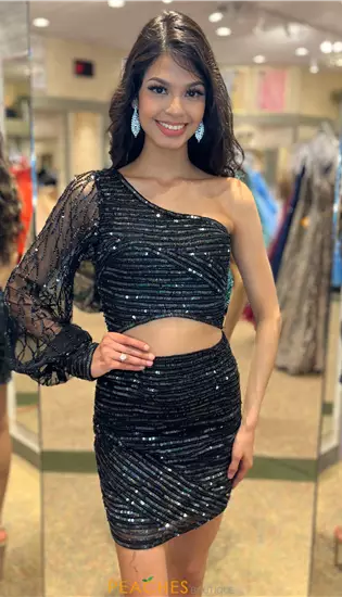 Fitted Beaded Short Dress 1191