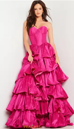 Strapless Taffeta Long Dress 36619