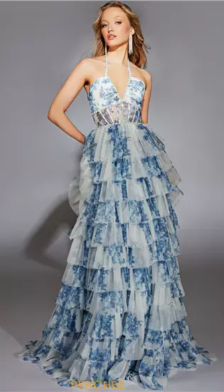 Long Halter Neckline Corset Dress 61730