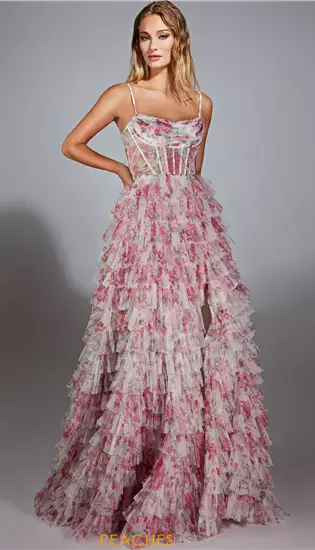 Slit Scoop Neckline Long Dress 61732