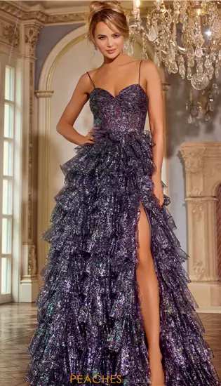 Long A Line Glitter Dress 39305