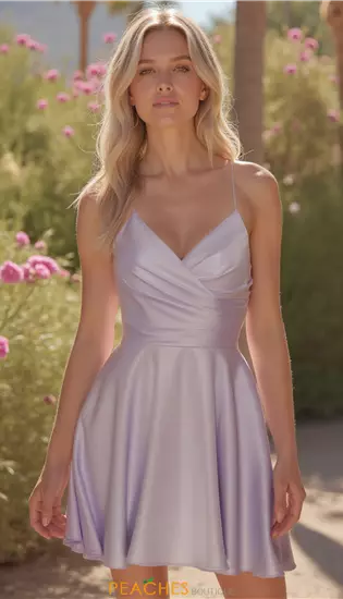 Short Satin A Line Dress 30018