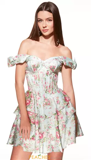 Off The Shoulder Satin Short Dress 30037