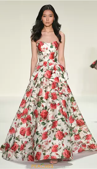 Strapless Printed A Line Dress 57724