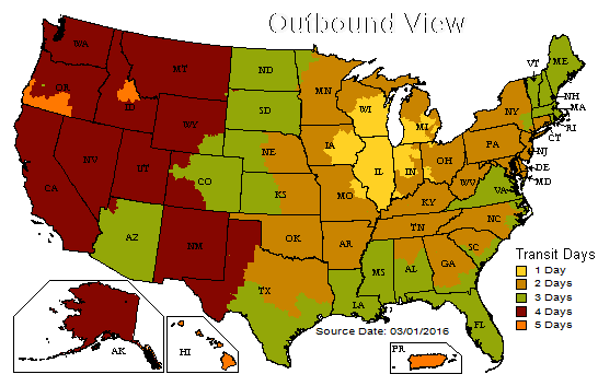 outbound shipping map