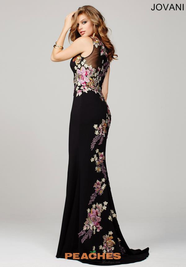 jovani black floral dress