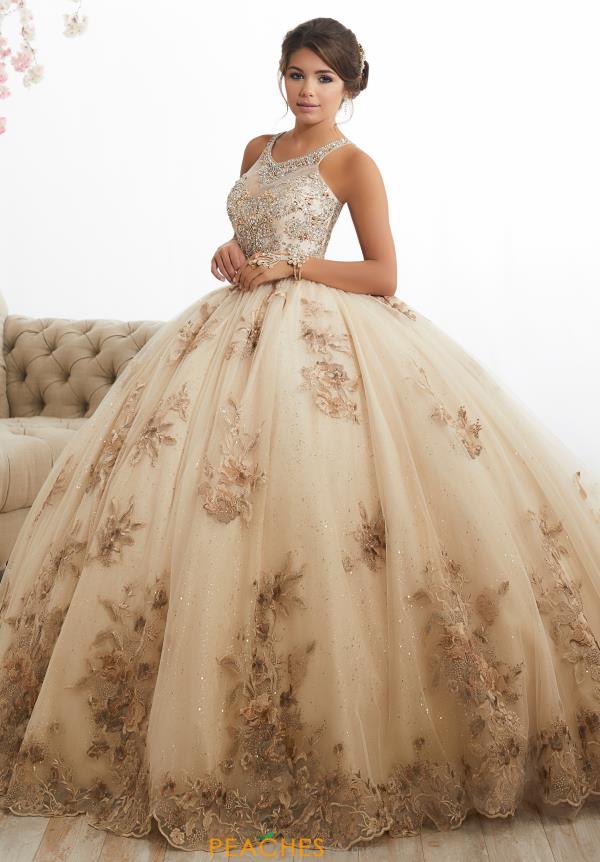 gold dress quinceanera