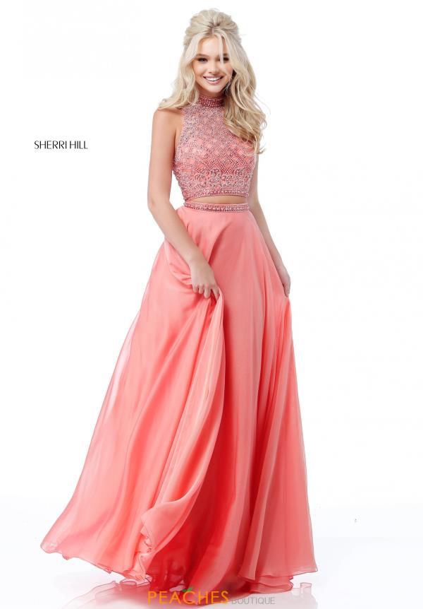 sherri hill coral prom dress