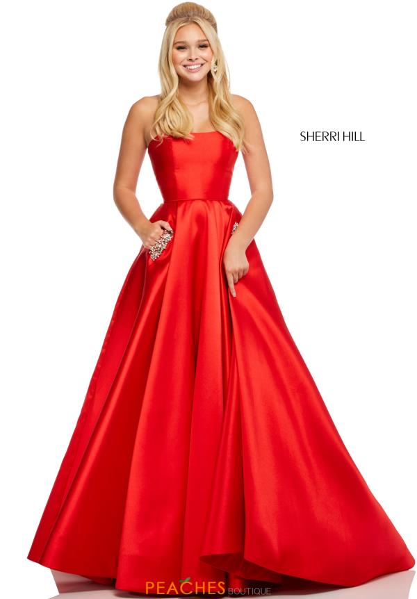 sherri hill red strapless