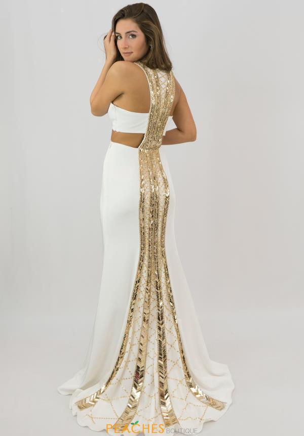 white and gold long dress