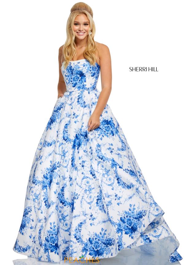 sherri hill blue floral