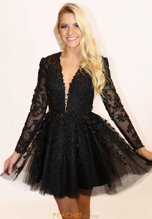 sherri hill long sleeve short dress