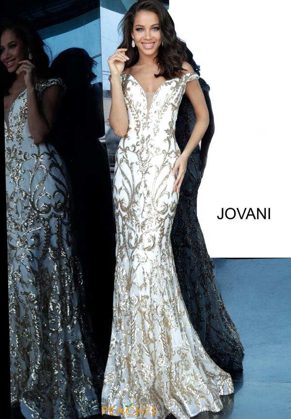 jovani white and gold dress