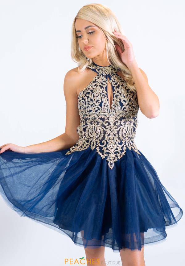 navy and blush dress