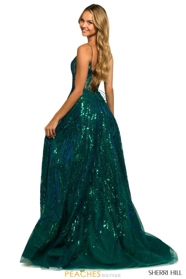 Robe De Soirée Longue Verte Sherri Hill Taille 00 - Idéale Pour Bal, Promo, Concours