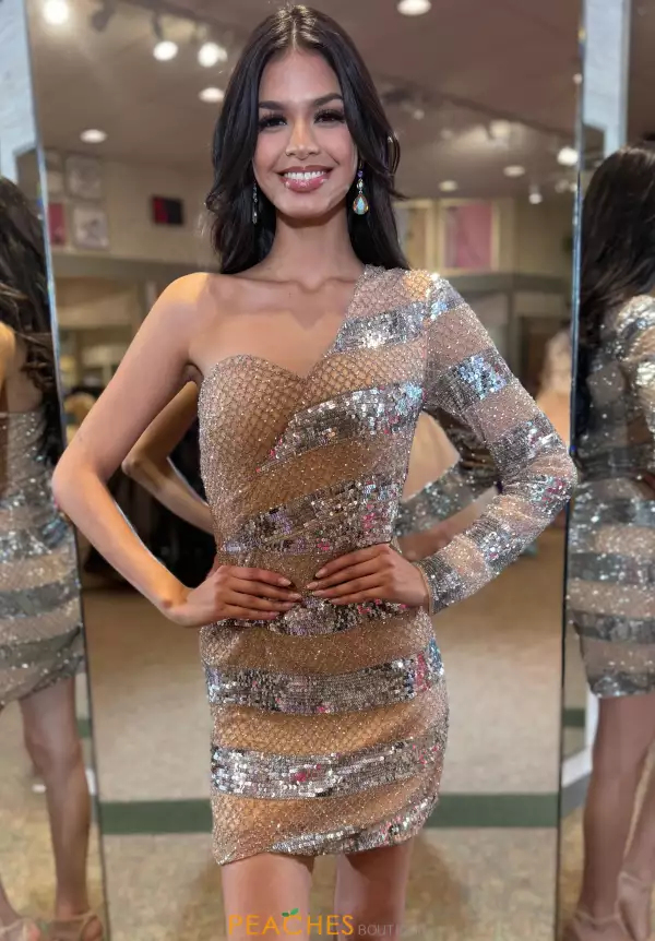 Fitted sequins Short Dress 1186