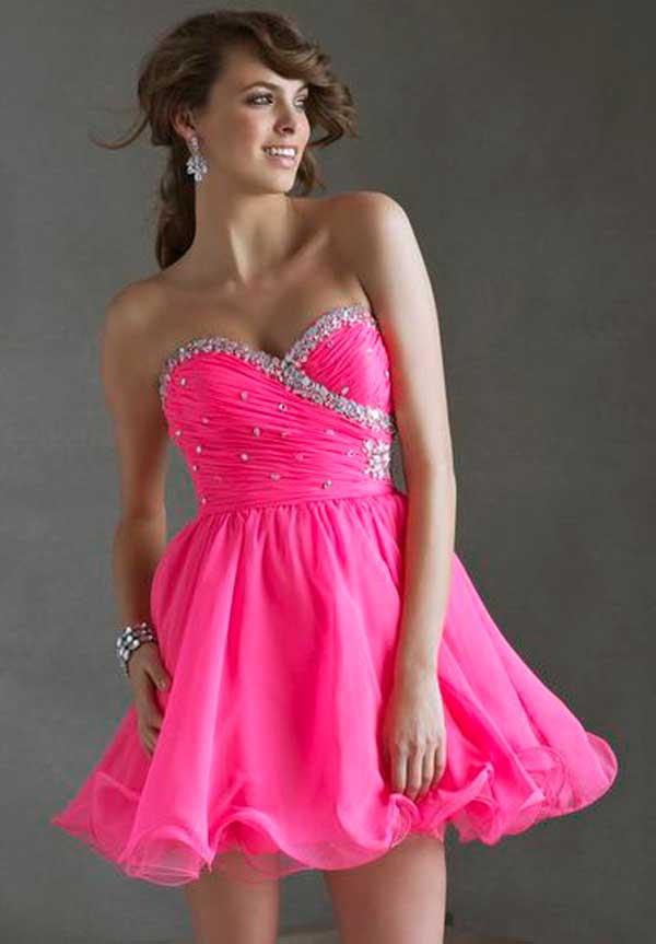 neon pink homecoming dress